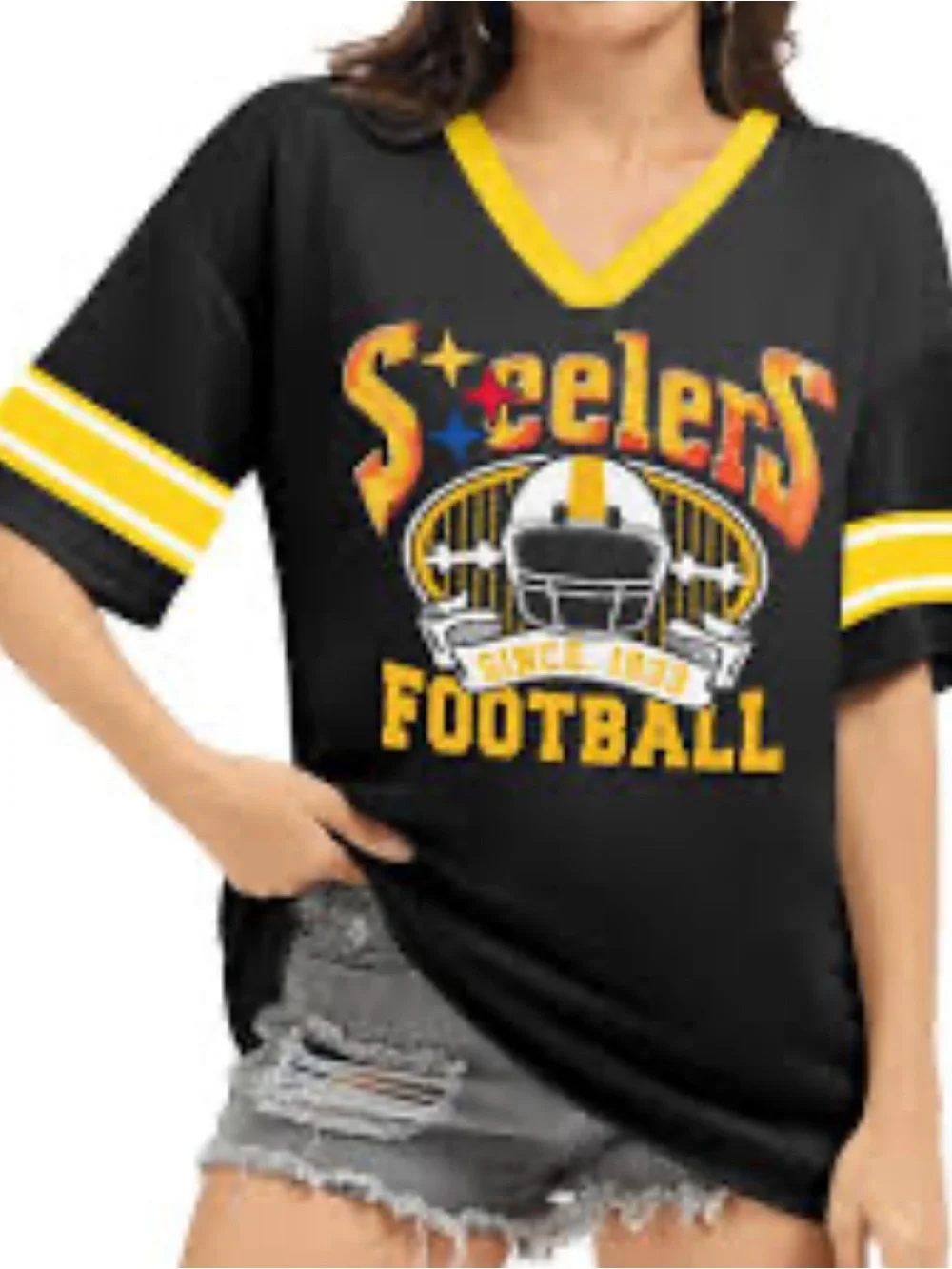 Steelers Women’s Black & Gold Football Tee